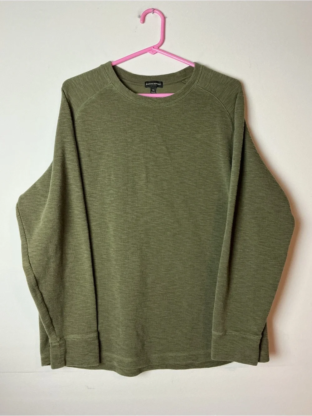 Banana Republic Men’s XXL Double Knit Crewneck Long Sleeve Shirt Olive Green